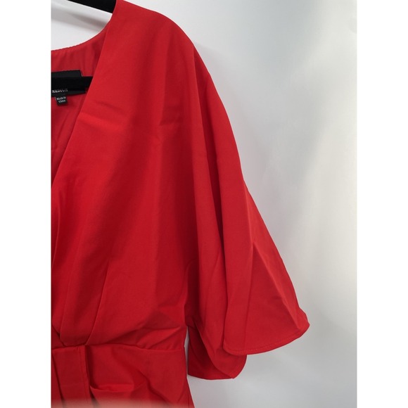 Vici Porticia Mini Dress Women's Medium Red V-Neck Draped Front Kimono Sleeve - Picture 7 of 12